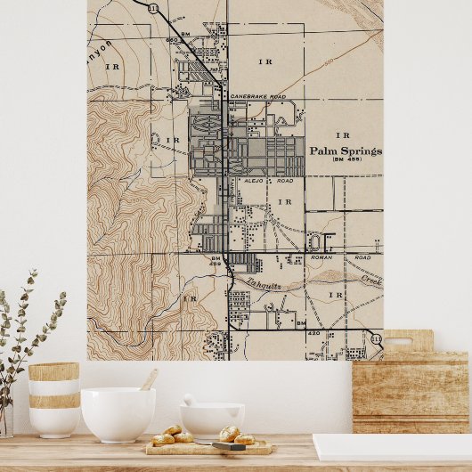  kaart van Palm Springs California (1942) Poster (Keuken)