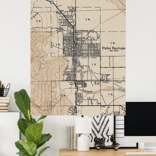  kaart van Palm Springs California (1942) Poster (Thuiskantoor)