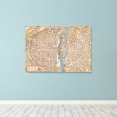  kaart van Parijs (1550) Canvas Afdruk (Insitu (Houten vloer))
