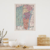 kaart van Parijs, 1900 - 16e arrondissement Poster (Keuken)