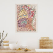  kaart van Parijs, 1900 - 19e arrondissement Poster (Keuken)