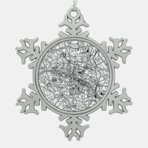 kaart van Parijs (1911) Tin Sneeuwvlok Ornament