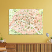 kaart van Parijs (1920) Canvas Afdruk (Insitu (Woonkamer))