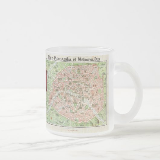  kaart van Parijs (1920) Matglas Koffiemok (Rechts)
