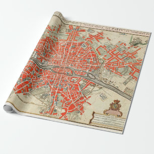 kaart van Parijs Frankrijk (1721-1774) Cadeaupapier