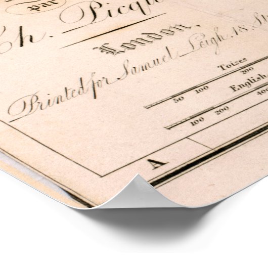  kaart van Parijs Frankrijk (1825) Poster (Hoek)