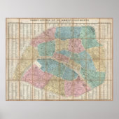 kaart van Parijs Frankrijk (1867) Poster (Voorkant)