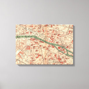  kaart van Parijs Frankrijk (1910) Canvas Afdruk