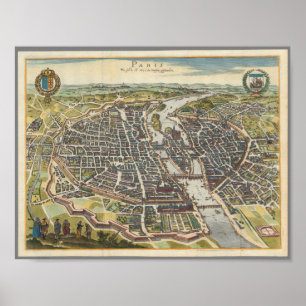 kaart van Parijs Poster