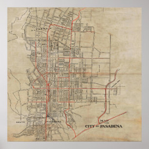  kaart van Pasadena CA (1922) Poster