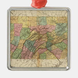 Kaart van Pennsylvania en New Jersey Metalen Ornament