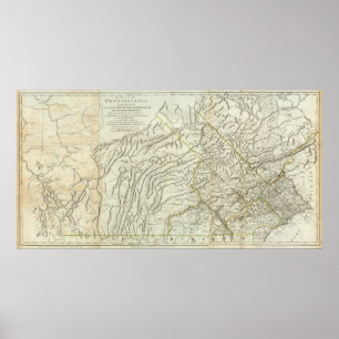 Kaart van Pennsylvania Poster