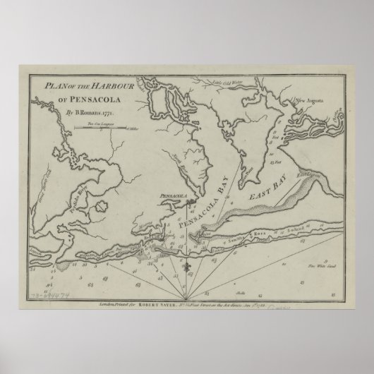  kaart van Pensacola Florida (1788) Poster (Voorkant)