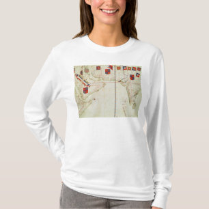 Kaart van Perzië, Arabië en India T-shirt