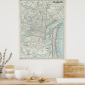  kaart van Philadelphia PA (1889) Poster (Keuken)