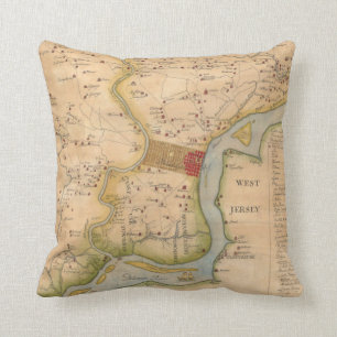 kaart van Philadelphia Pennsylvania (1750) Kussen