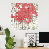  kaart van Phoenix Arizona (1952) 3 Poster (Thuiskantoor)