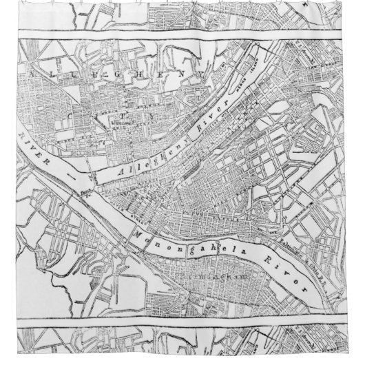 kaart van Pittsburgh (1885) Douchegordijn (Voorkant)