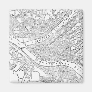 kaart van Pittsburgh (1885) Magneet