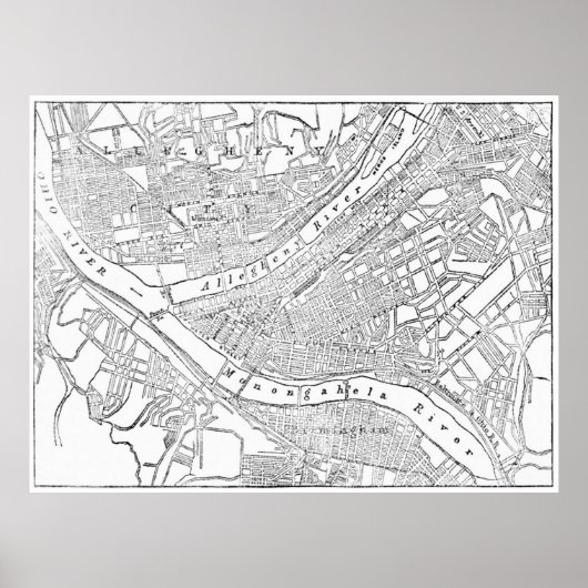  kaart van Pittsburgh (1885) Poster (Voorkant)