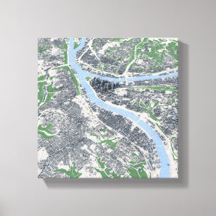Kaart van Pittsburgh City Pennsylvania Canvas Afdruk