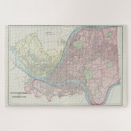 kaart van Pittsburgh Pennsylvania (1901) Legpuzzel (Horizontaal)