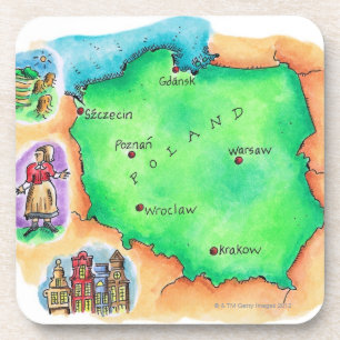 Kaart van Polen Drankjes Onderzetter