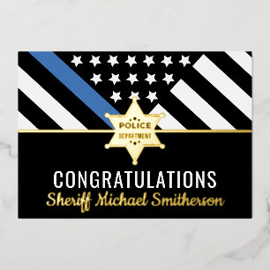 Kaart van politie Sheriff Retirement Blue Line Con