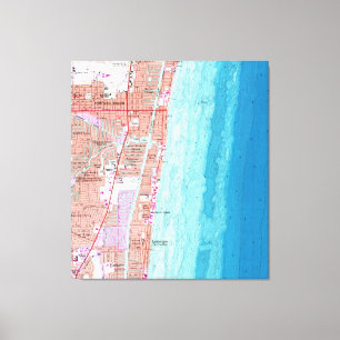  kaart van Pompano Beach Florida (1962) Canvas Afdruk