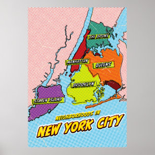 Kaart van pop Art Illustrated New York City Poster