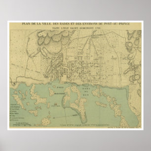 kaart van Port Au Prince Haiti (1899) Poster