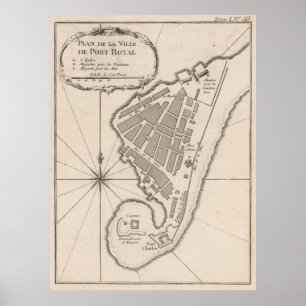 kaart van Port Royal Jamaica (1764) Poster