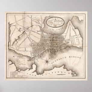  kaart van Portland ME (1846) Poster