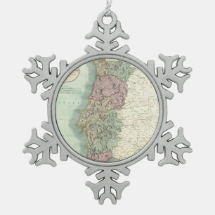  kaart van Portugal (1801) Tin Sneeuwvlok Ornament