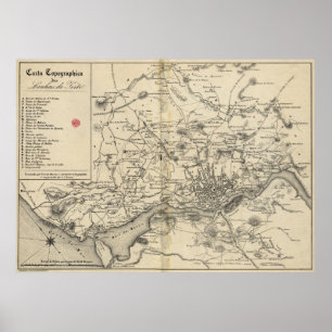 kaart van Portugal (1835) Poster