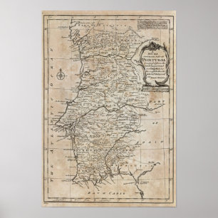 Kaart van Portugal Poster