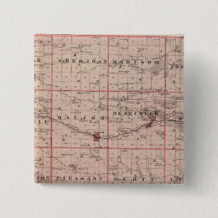 Kaart van Poweshiek County, staat Iowa Vierkante Button 5,1 Cm
