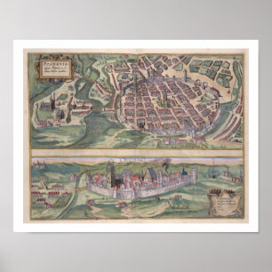 Kaart van Poznan en Gruczno, van 'Civitates Orbis Poster