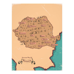Kaart van  provincies van Roemenië Foto Afdruk