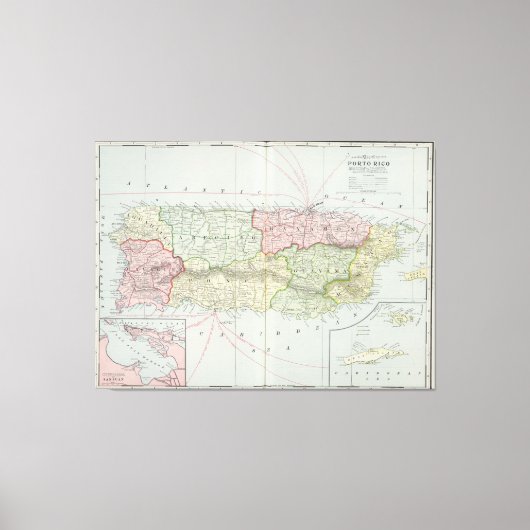 kaart van Puerto Rico (1901) Canvas Afdruk (Voorkant)