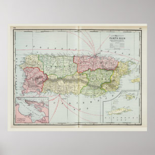 Kaart van Puerto Rico door F. Cram (1901) Poster