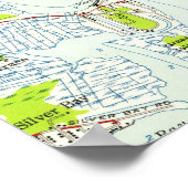 kaart van punt Pleasant NJ (1953) Poster (Hoek)