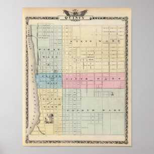 Kaart van Quincy City Poster