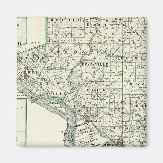 Kaart van Randolph County, Red Bud en Chester Magneet (Voorkant)