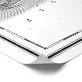 kaart van Rhode Island (1827) BW Poster (Hoek)