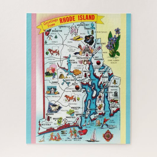  kaart van Rhode Island Legpuzzel (Verticaal)