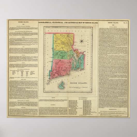Kaart van Rhode Island Poster (Voorkant)