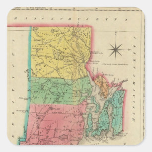 Kaart van Rhode Island Vierkante Sticker