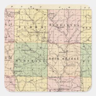 Kaart van Richland County, staat Wisconsin Vierkante Sticker