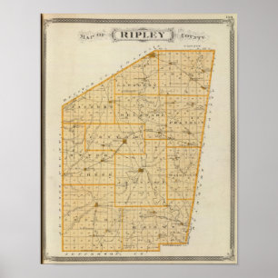 Kaart van Ripley County Poster